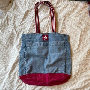 Xhilaration Denim Tote with Red and White Star Accent